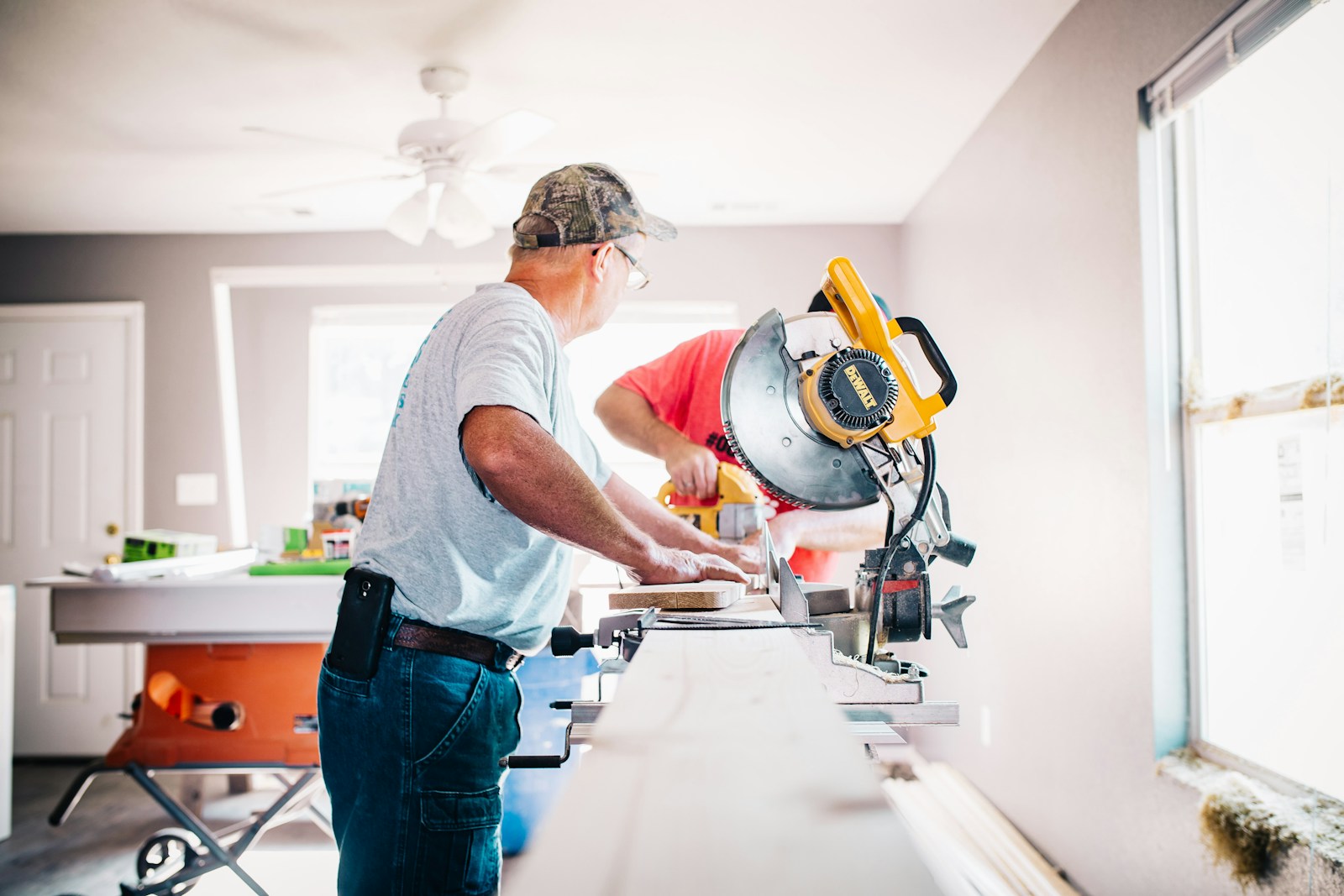 A home improvement team completing an interior project