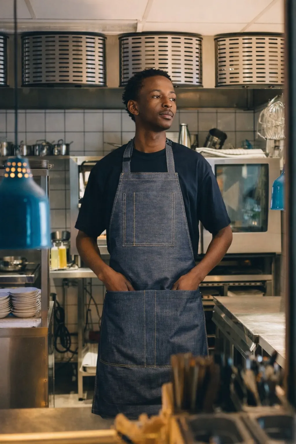 Service Originals apron being worn in a working kitchen