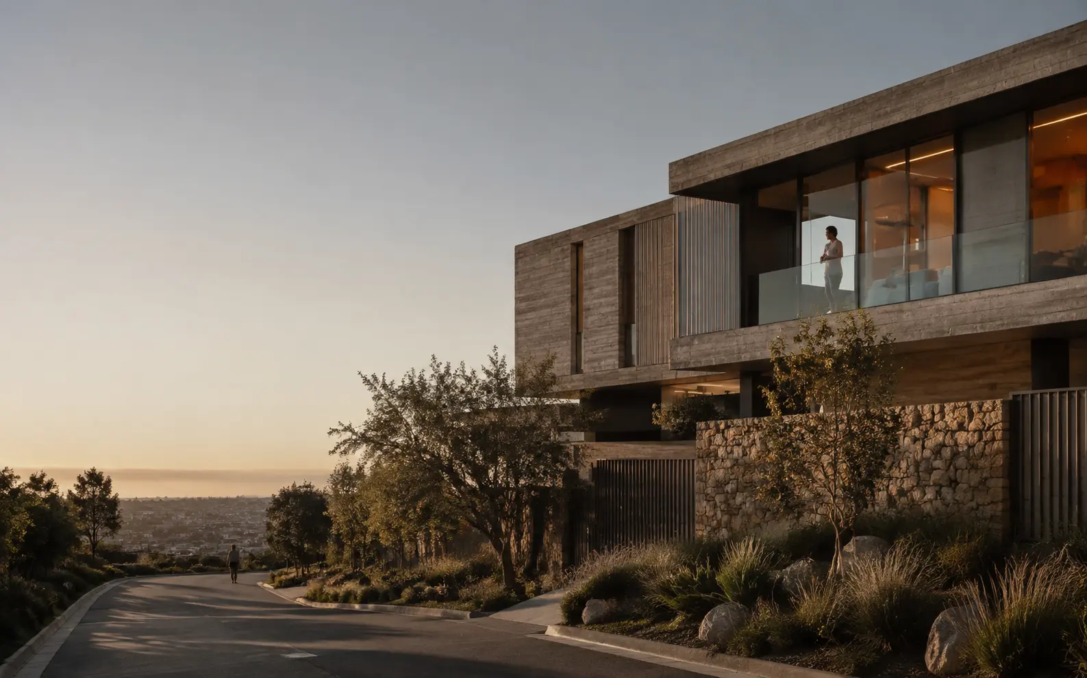 Contemporary property set within a landscaped hillside